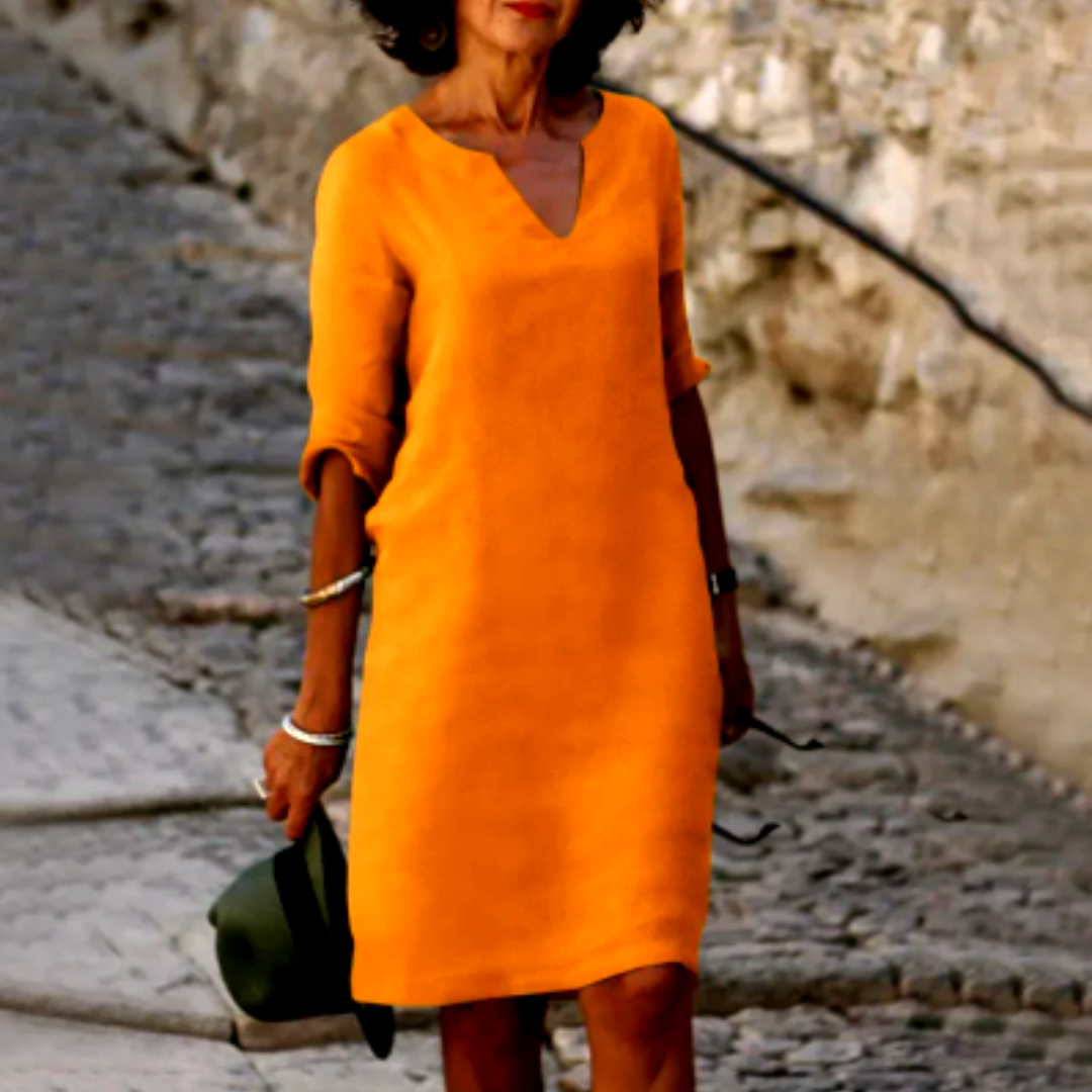 V-Neck Dress Women 3/4 Sleeves Elegant Mini Dress for Every Occasion 11