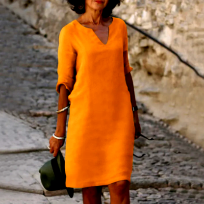 V-Neck Dress Women 3/4 Sleeves Elegant Mini Dress for Every Occasion 11