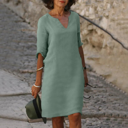 V-Neck Dress Women 3/4 Sleeves Elegant Mini Dress for Every Occasion 12