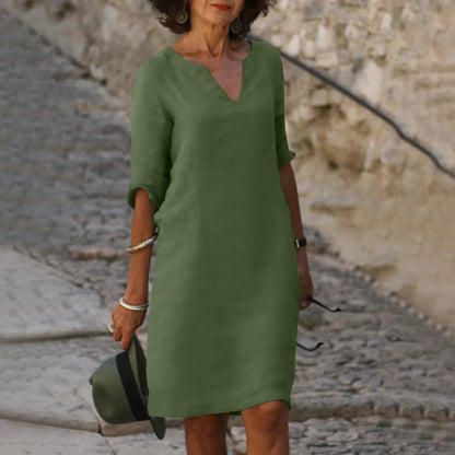 V-Neck Dress Women 3/4 Sleeves Elegant Mini Dress for Every Occasion 3