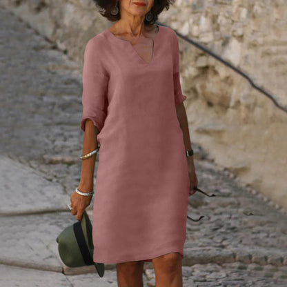 V-Neck Dress Women 3/4 Sleeves Elegant Mini Dress for Every Occasion 4