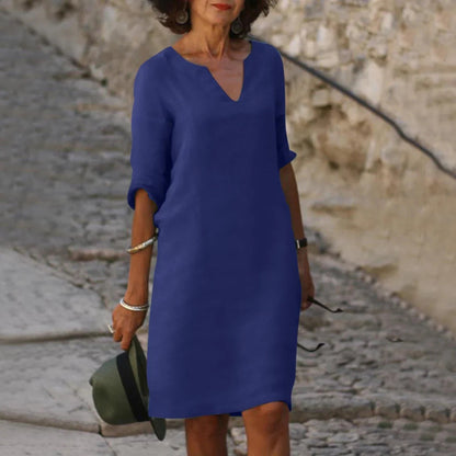 V-Neck Dress Women 3/4 Sleeves Elegant Mini Dress for Every Occasion 8