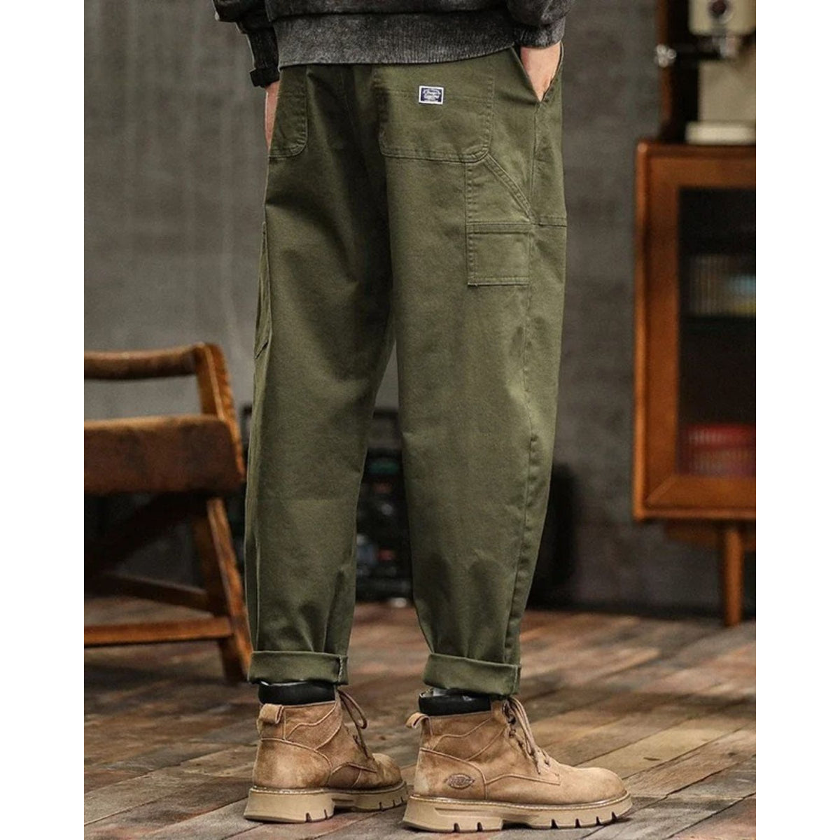 Vintage Cargo Pants Relaxed Fit Durable Cotton Trousers Casual Utility Style 1