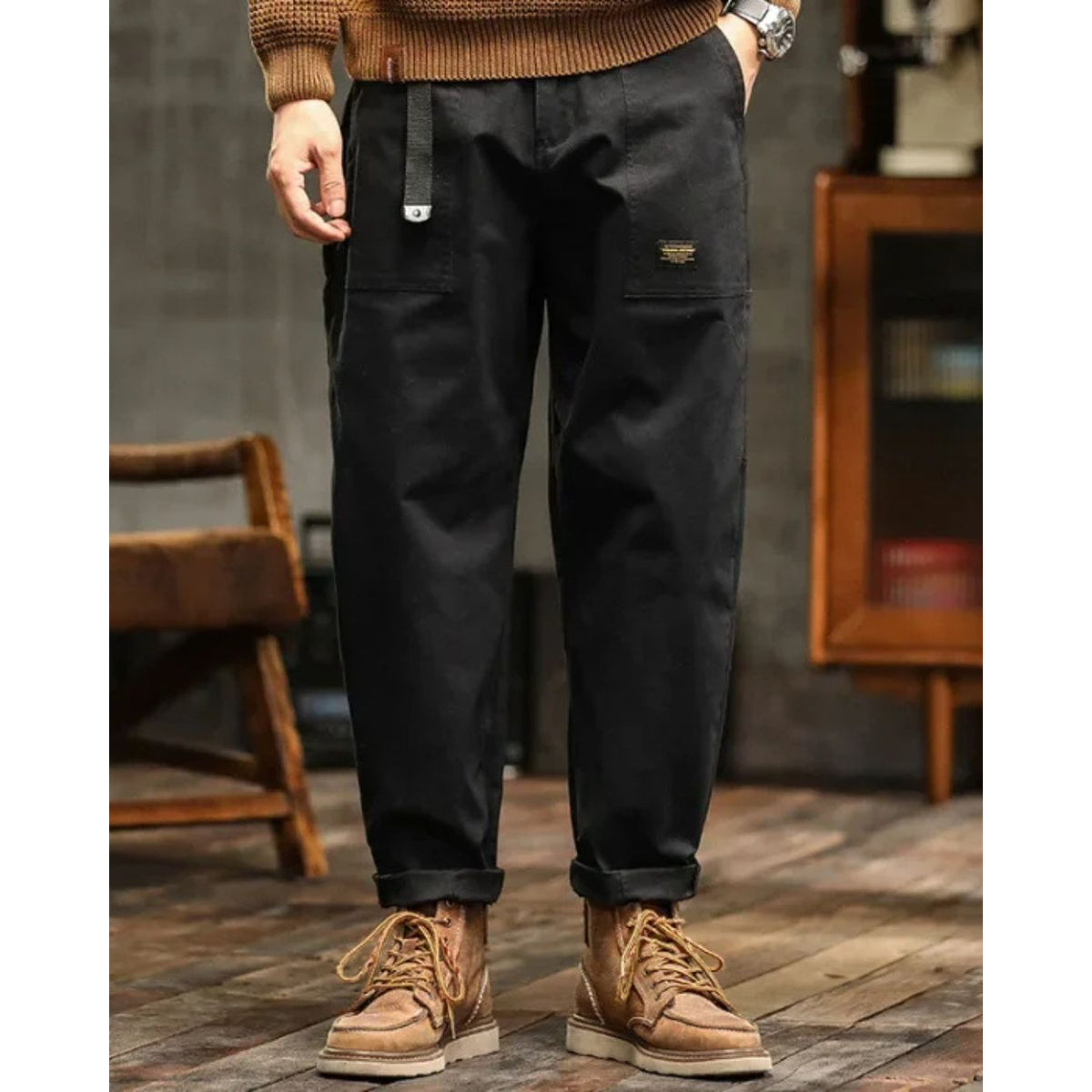 Vintage Cargo Pants Relaxed Fit Durable Cotton Trousers Casual Utility Style 4