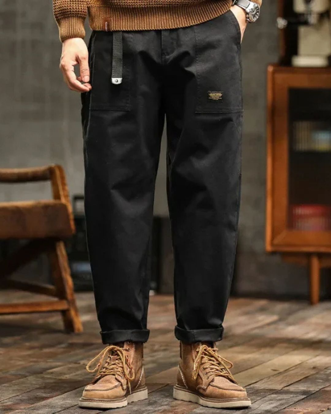 Vintage Cargo Pants Relaxed Fit Durable Cotton Trousers Casual Utility Style 4