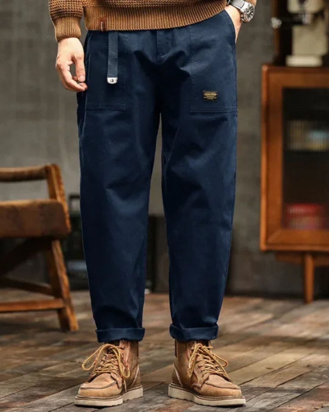 Vintage Cargo Pants Relaxed Fit Durable Cotton Trousers Casual Utility Style 6