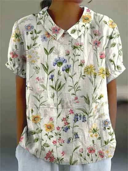 Vintage Floral Blouse Women Casual Chic Elegant Style Lightweight Fashion 1