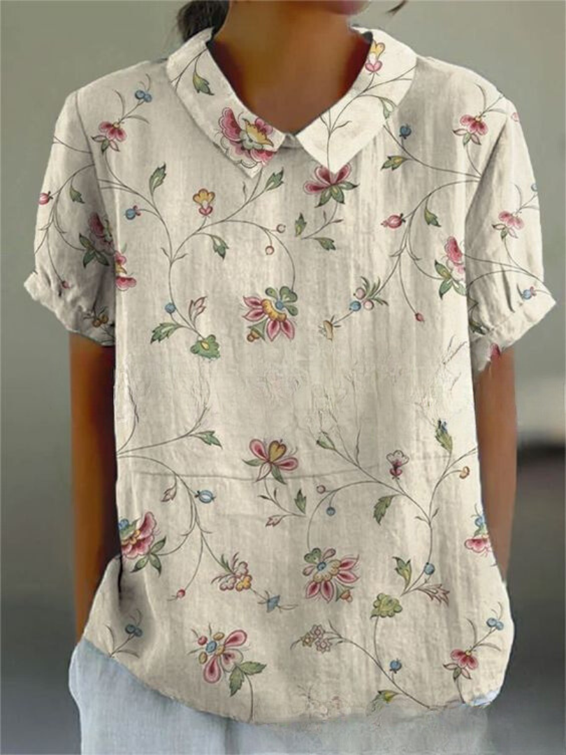 Vintage Floral Blouse Women Casual Chic Elegant Style Lightweight Fashion 12