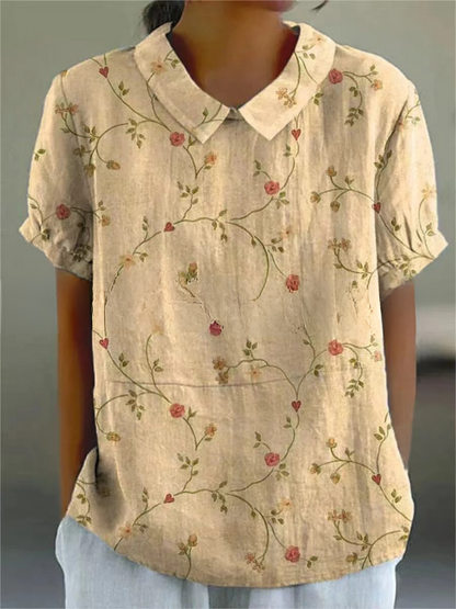 Vintage Floral Blouse Women Casual Chic Elegant Style Lightweight Fashion 2