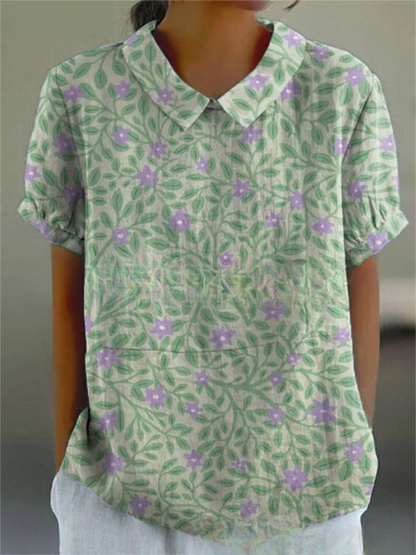 Vintage Floral Blouse Women Casual Chic Elegant Style Lightweight Fashion 3