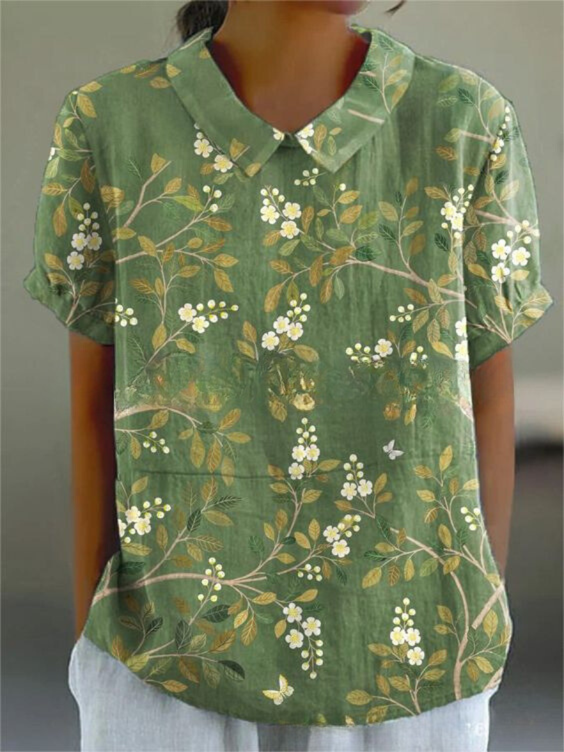 Vintage Floral Blouse Women Casual Chic Elegant Style Lightweight Fashion 5