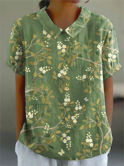 Vintage Floral Blouse Women Casual Chic Elegant Style Lightweight Fashion 5