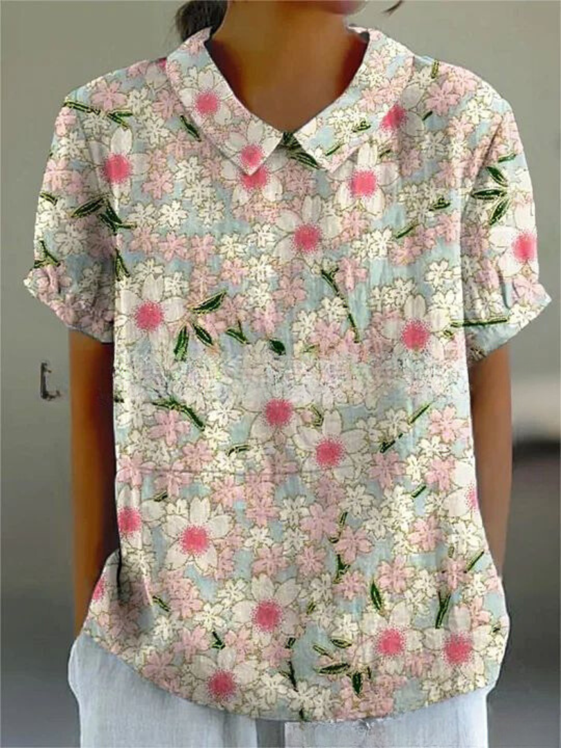 Vintage Floral Blouse Women Casual Chic Elegant Style Lightweight Fashion 6