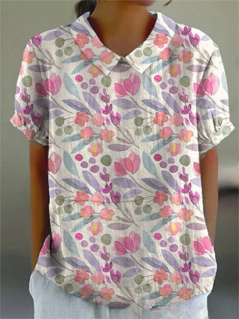 Vintage Floral Blouse Women Casual Chic Elegant Style Lightweight Fashion 9