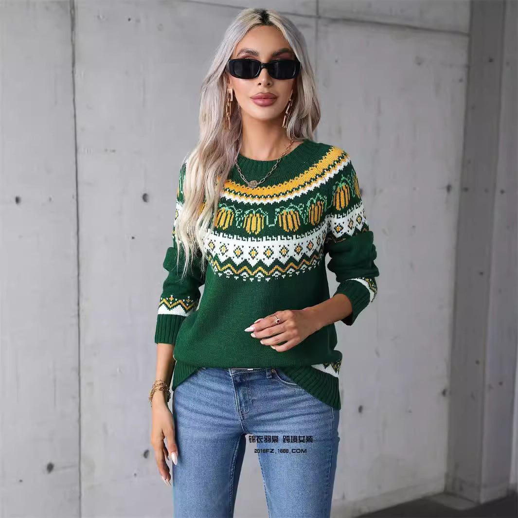 Warm Ethnic Sweater Women Cozy Autumn Essential Stylish Design 4