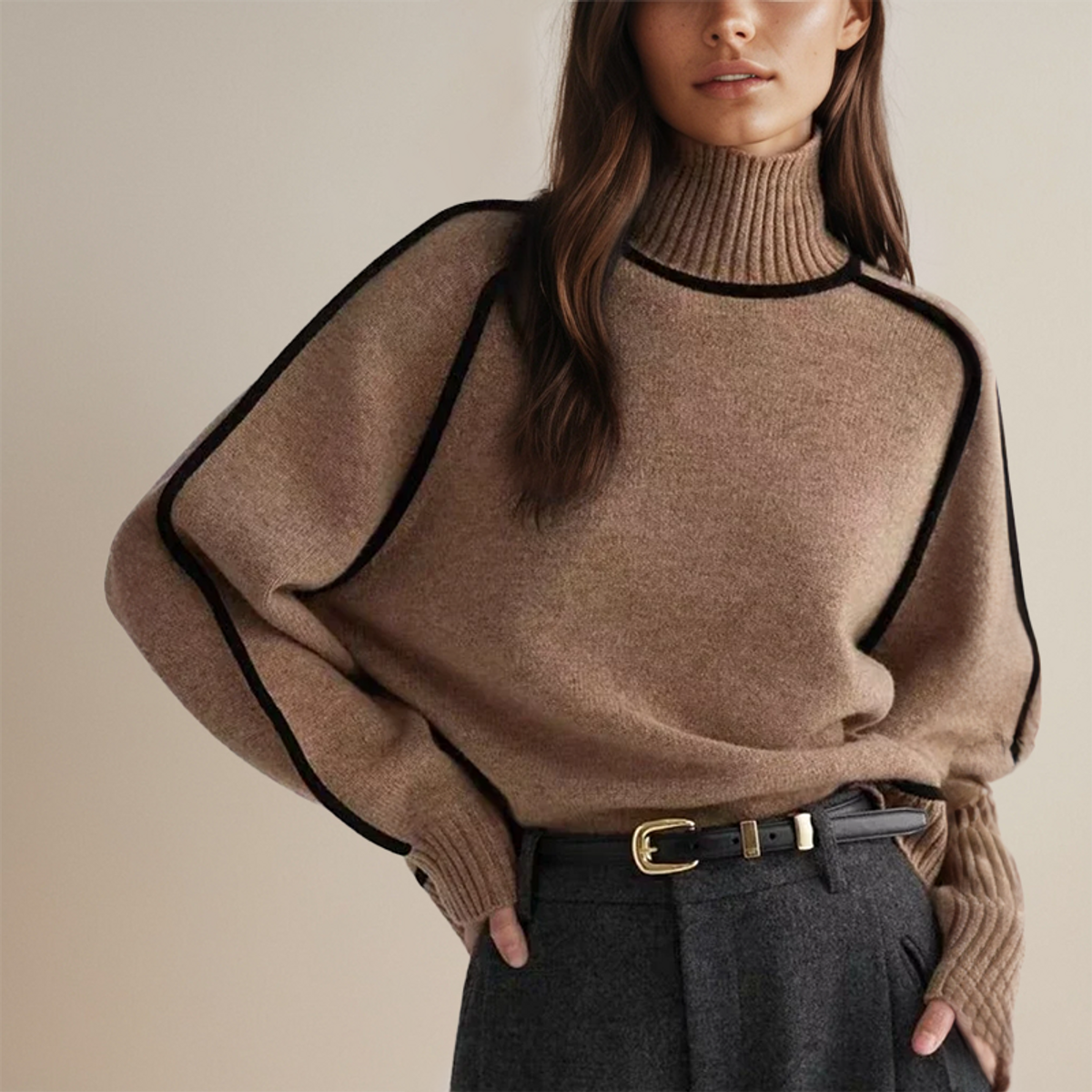 Warm Turtleneck Sweater Women Cozy Cashmere Style Winter Essential 0