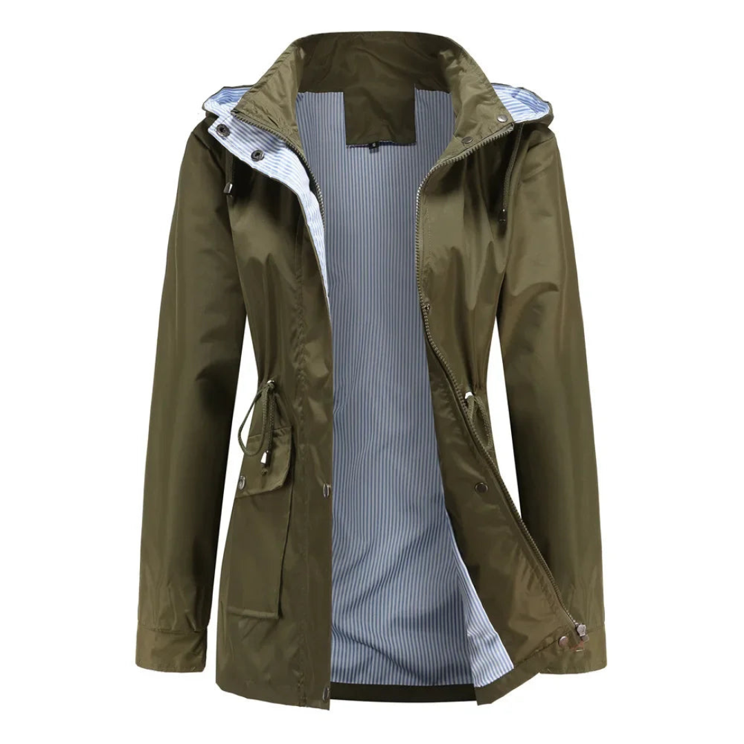Waterproof Trench Coat Women Removable Hood Versatile Outdoor Wear 0