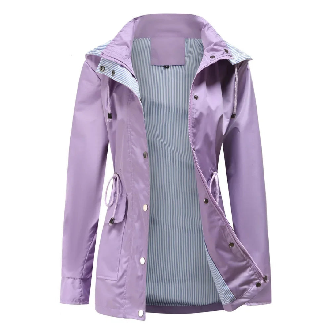 Waterproof Trench Coat Women Removable Hood Versatile Outdoor Wear 1