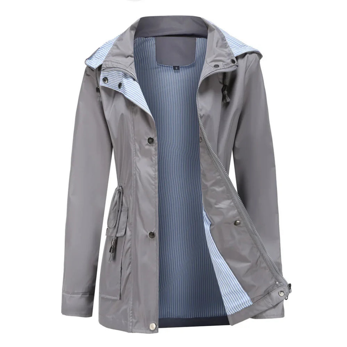 Waterproof Trench Coat Women Removable Hood Versatile Outdoor Wear 3