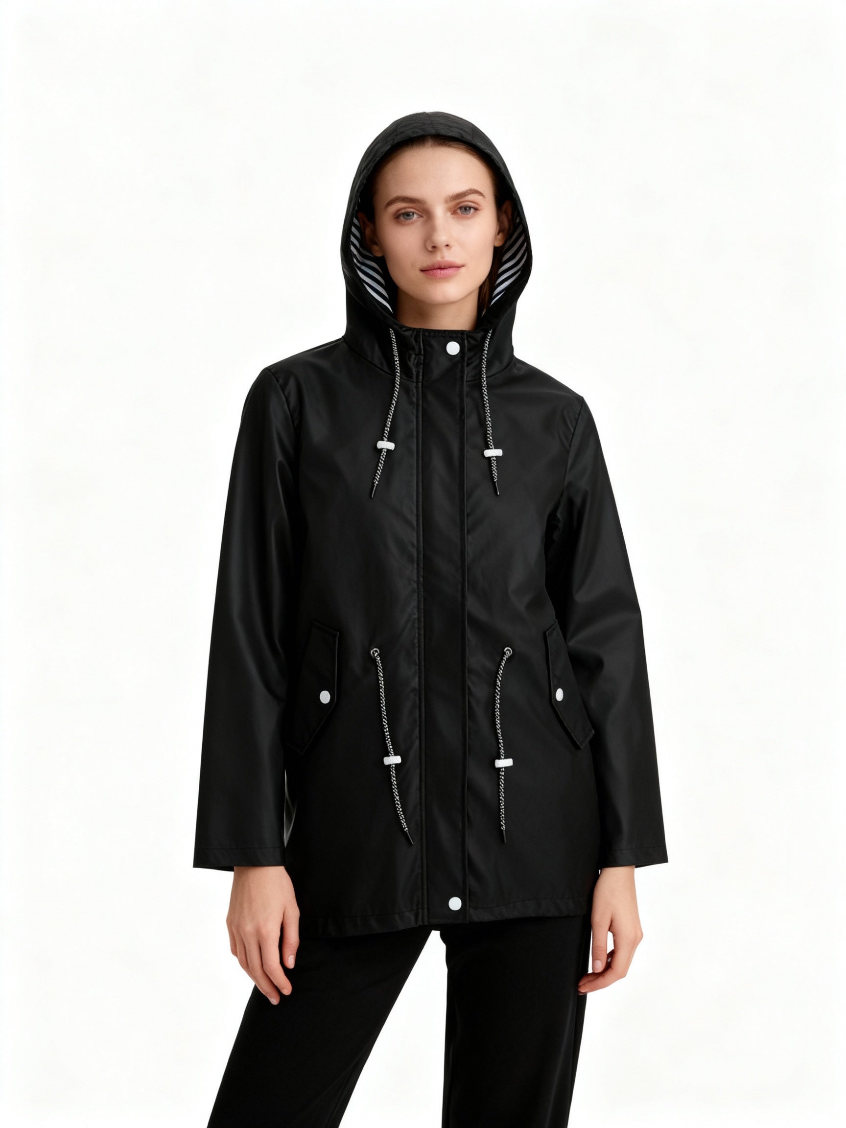 Weatherproof Coat Women Hood Adjustable Waistband Casual Chic Winter Coat 3