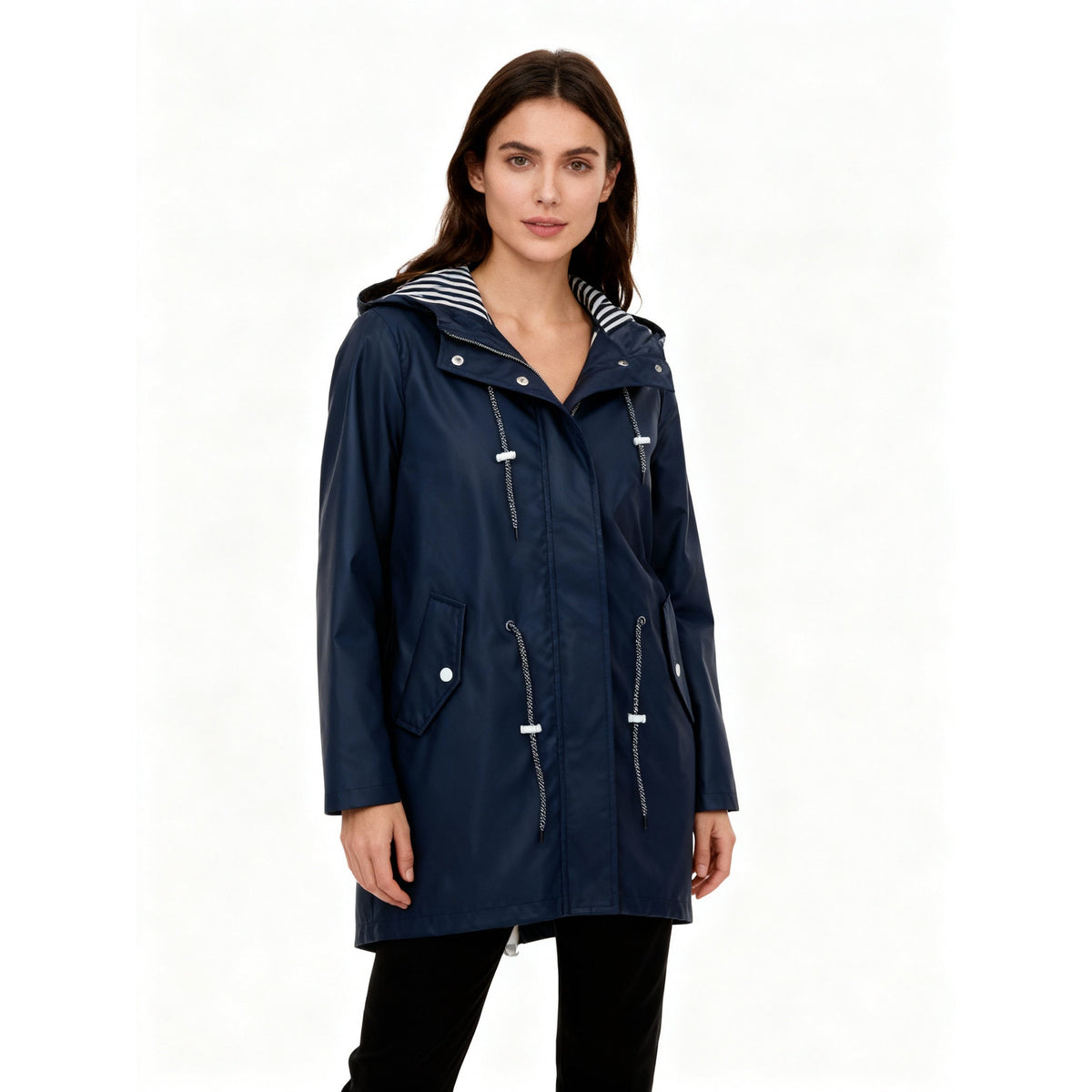Weatherproof Coat Women Hood Adjustable Waistband Casual Chic Winter Coat 7