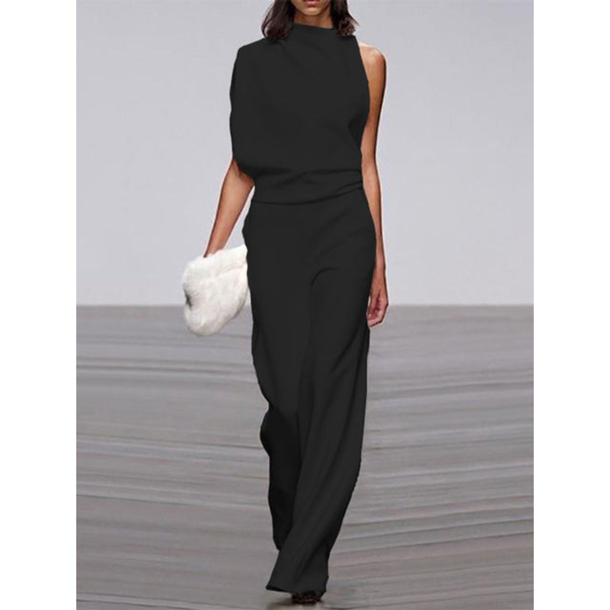 White Jumpsuit Women Sleeveless Wide Leg Casual Summer Outfit Elegant 0