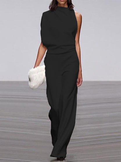 White Jumpsuit Women Sleeveless Wide Leg Casual Summer Outfit Elegant 0