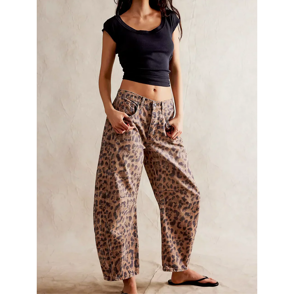 Wide Leg Denim Jeans Vintage Style Comfortable Fit Ankle Length 5