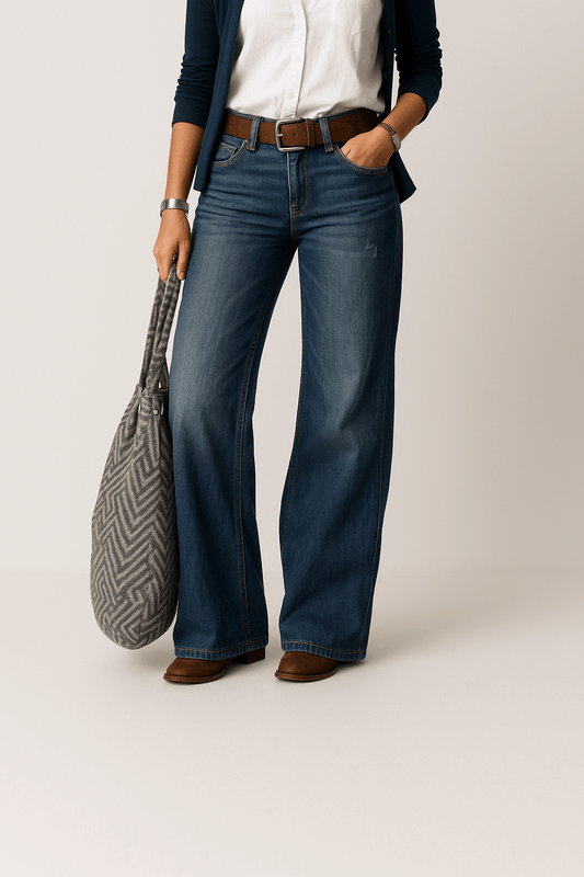 Wide Leg Jeans Women High Waisted Casual Chic Denim Trousers 0