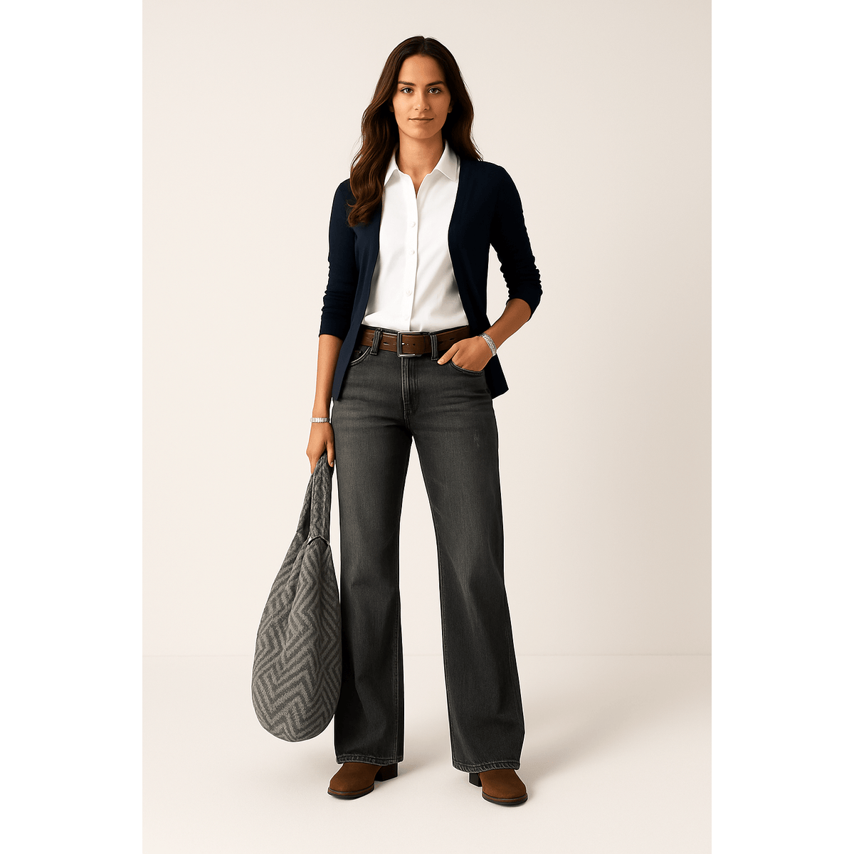 Wide Leg Jeans Women High Waisted Casual Chic Denim Trousers 4