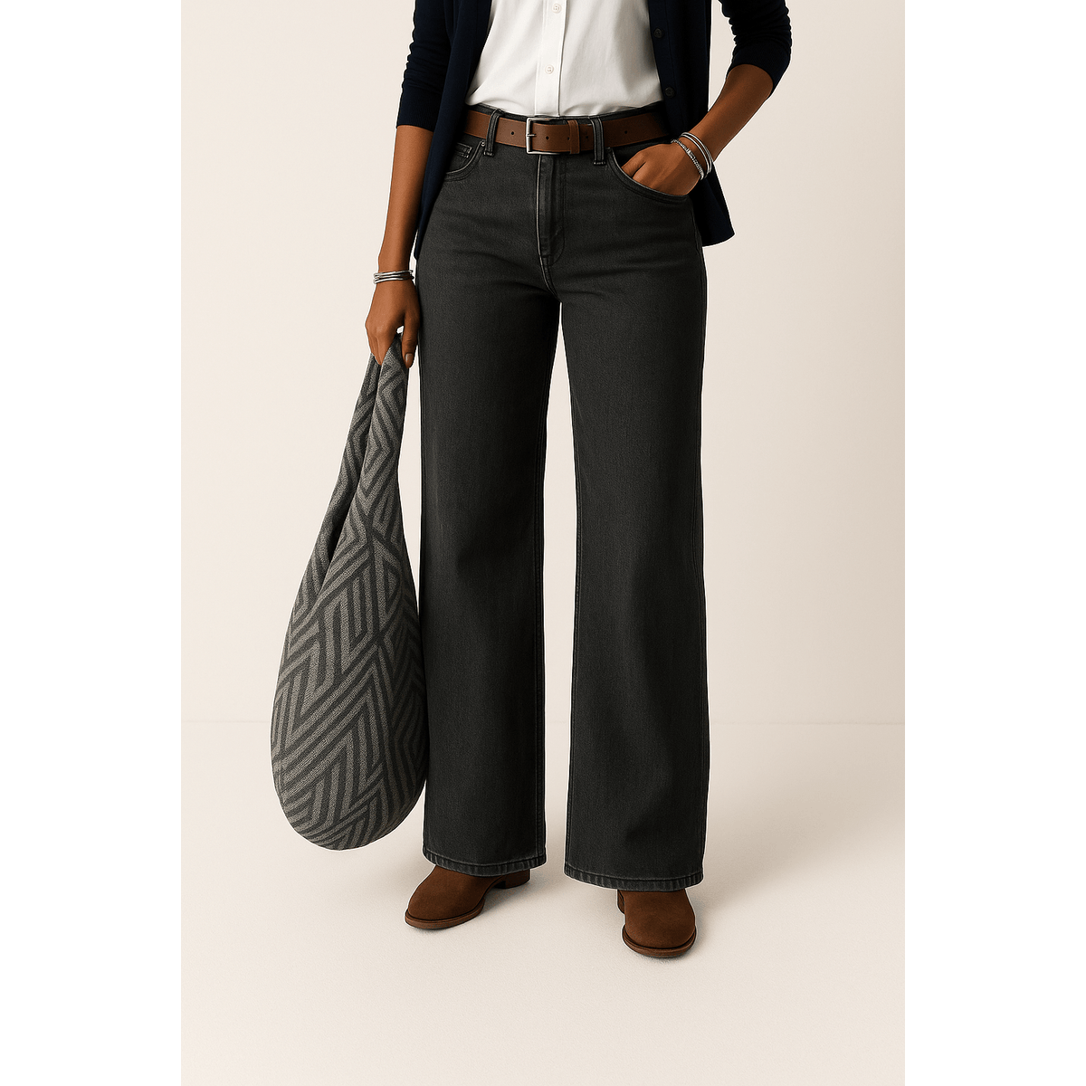 Wide Leg Jeans Women High Waisted Casual Chic Denim Trousers 7