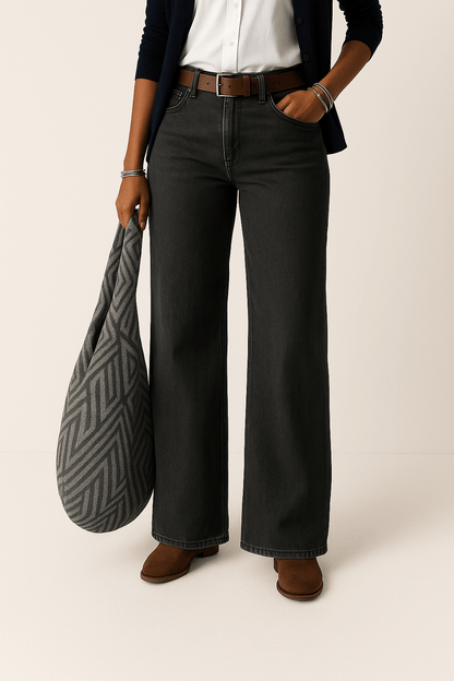 Wide Leg Jeans Women High Waisted Casual Chic Denim Trousers 7