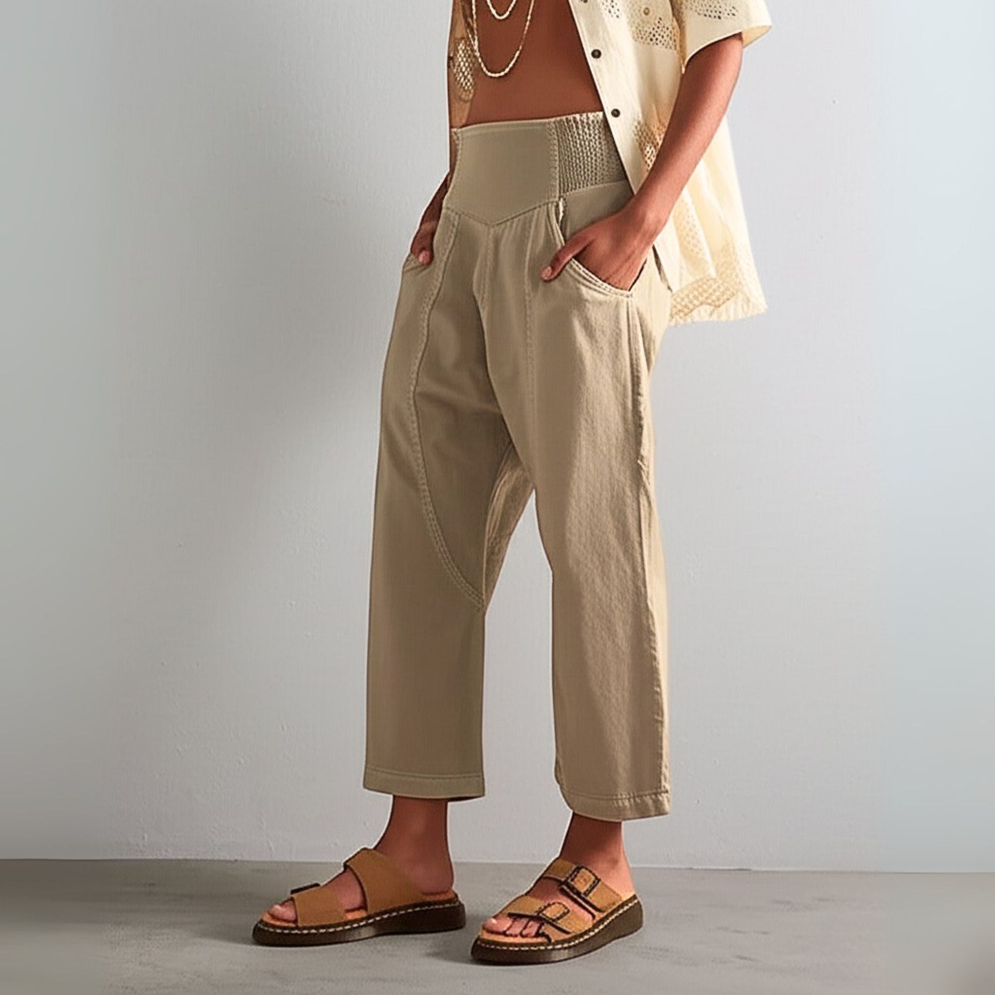 Wide Leg Pants Women Sculpted Harem Cut Denim Casual Chic 6