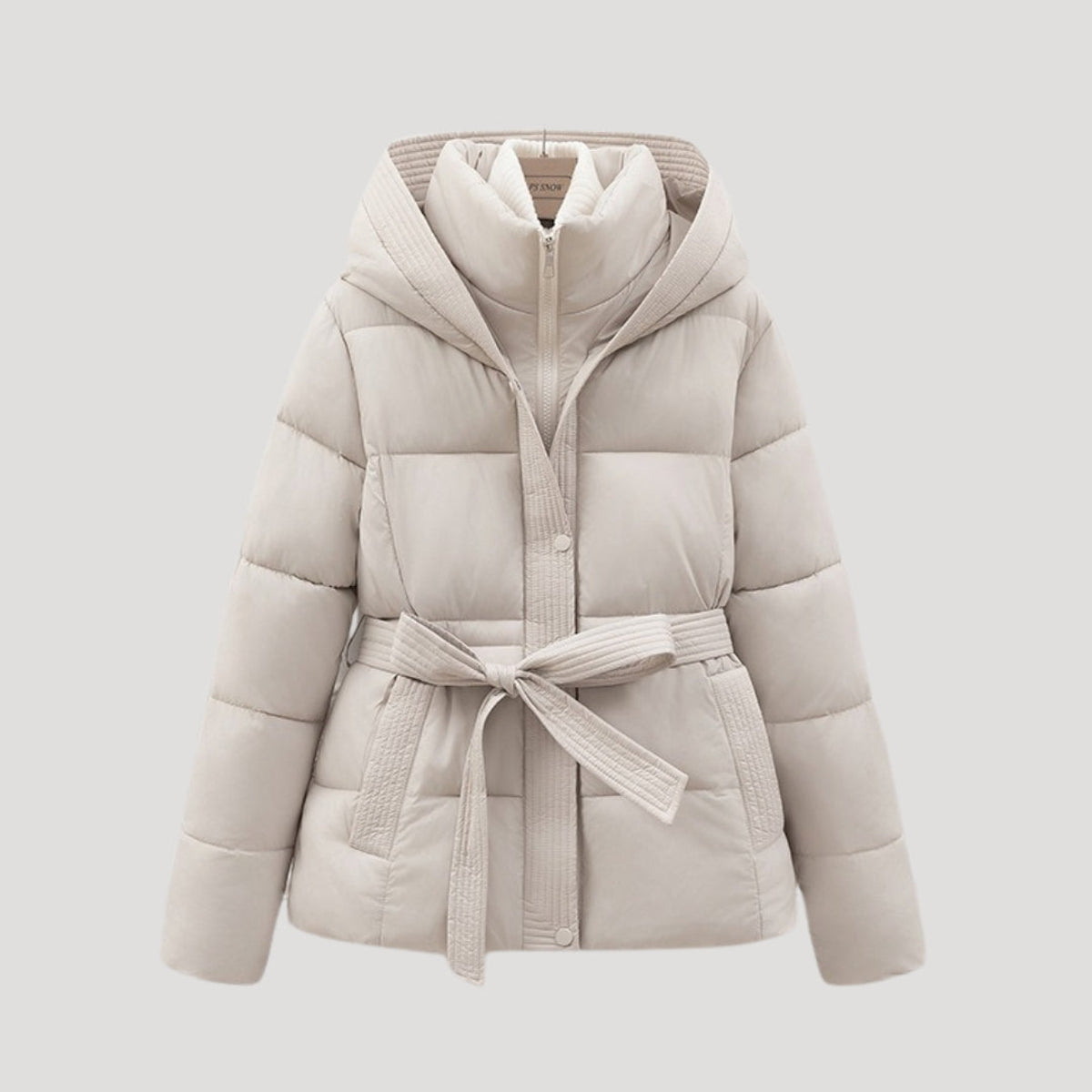Winter Puffer Jacket Women Hooded Belted Design Warm Stylish Outerwear 2