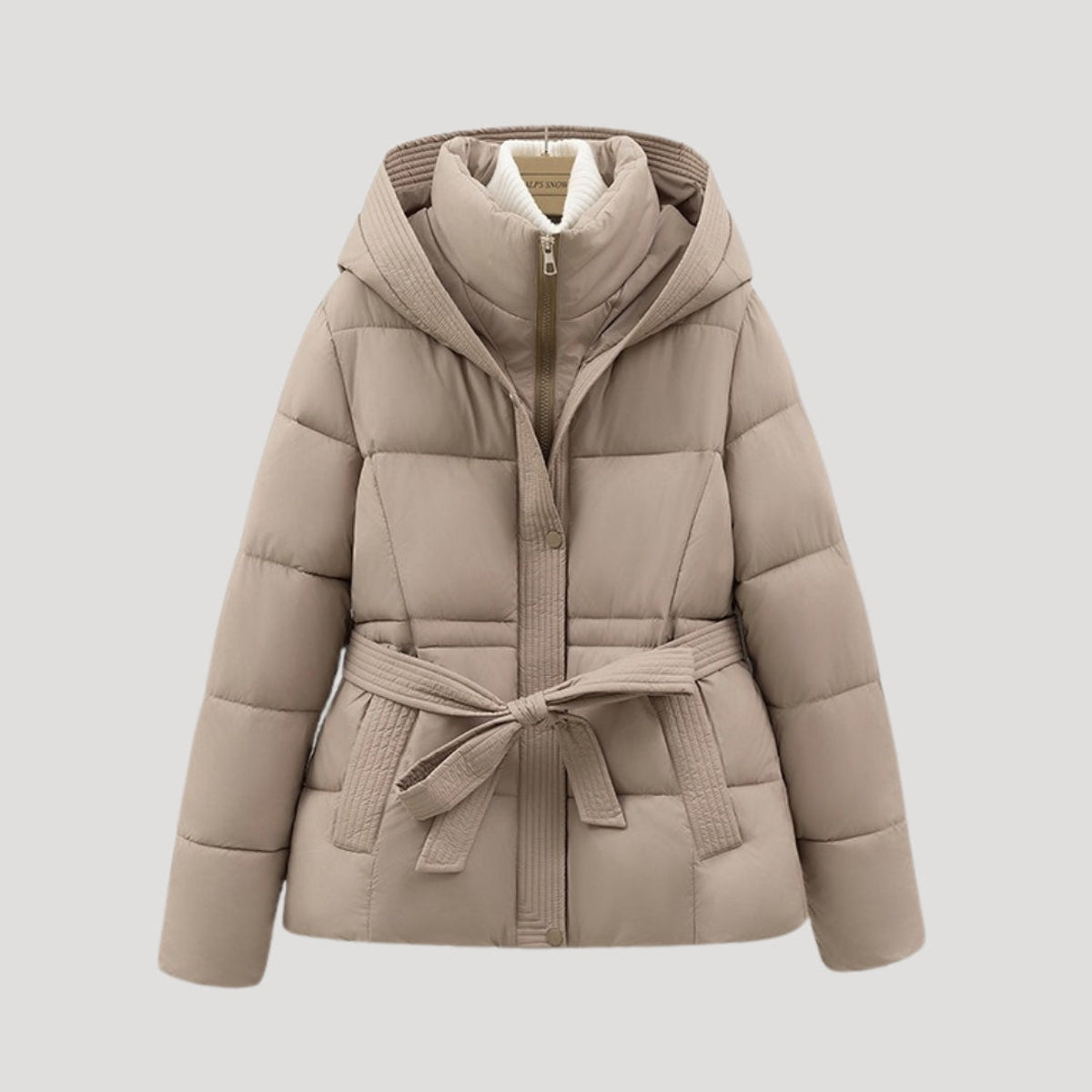 Winter Puffer Jacket Women Hooded Belted Design Warm Stylish Outerwear 3