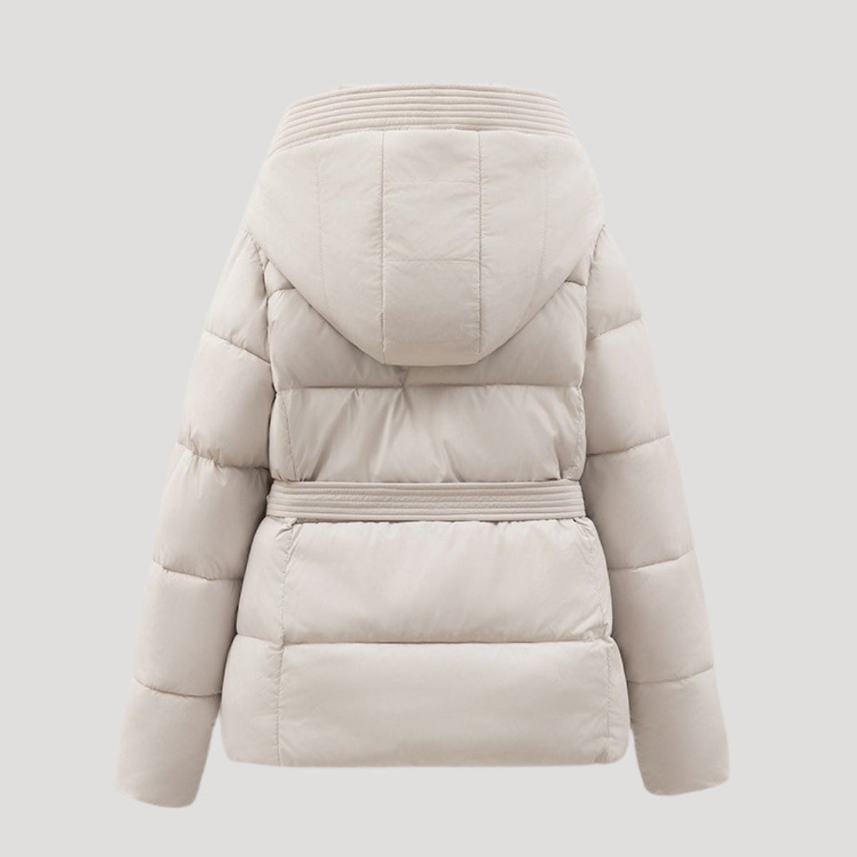 Winter Puffer Jacket Women Hooded Belted Design Warm Stylish Outerwear 4