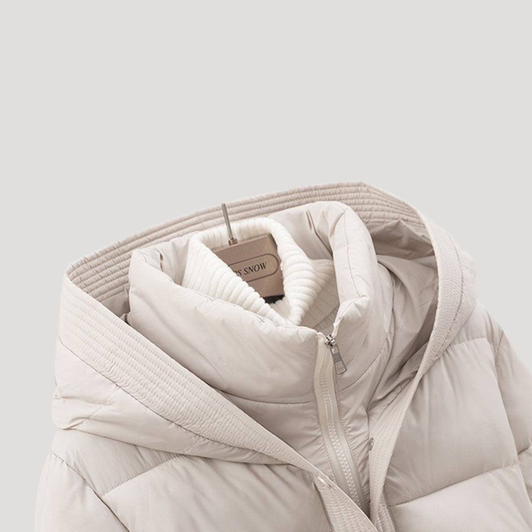 Winter Puffer Jacket Women Hooded Belted Design Warm Stylish Outerwear 5