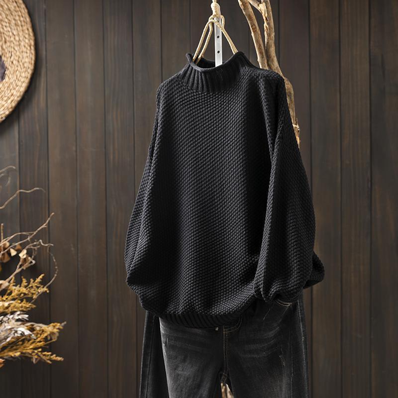 Women's Black Turtleneck Sweater Fine Knit Elegant Warm Comfort 0
