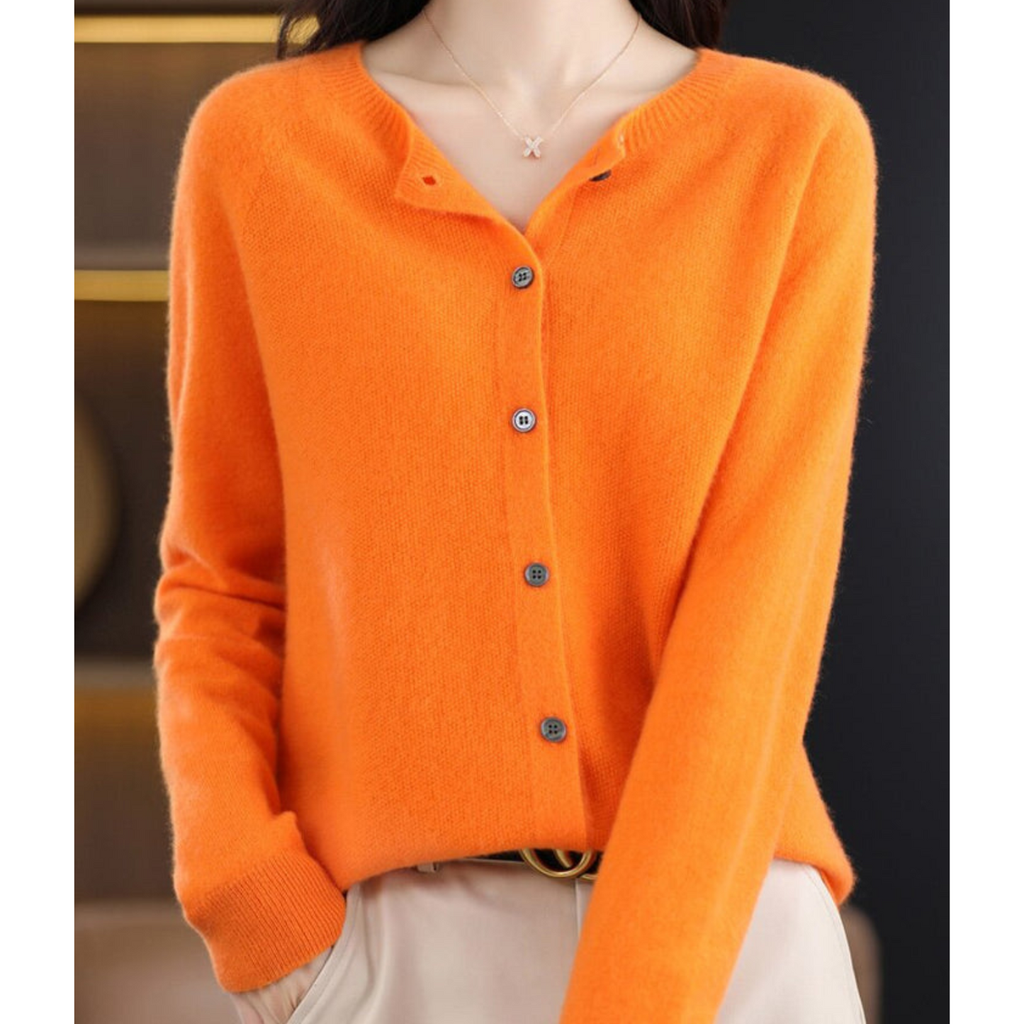 Women's Cardigan Pullover Round Neck Black Stylish Winter Essential 7