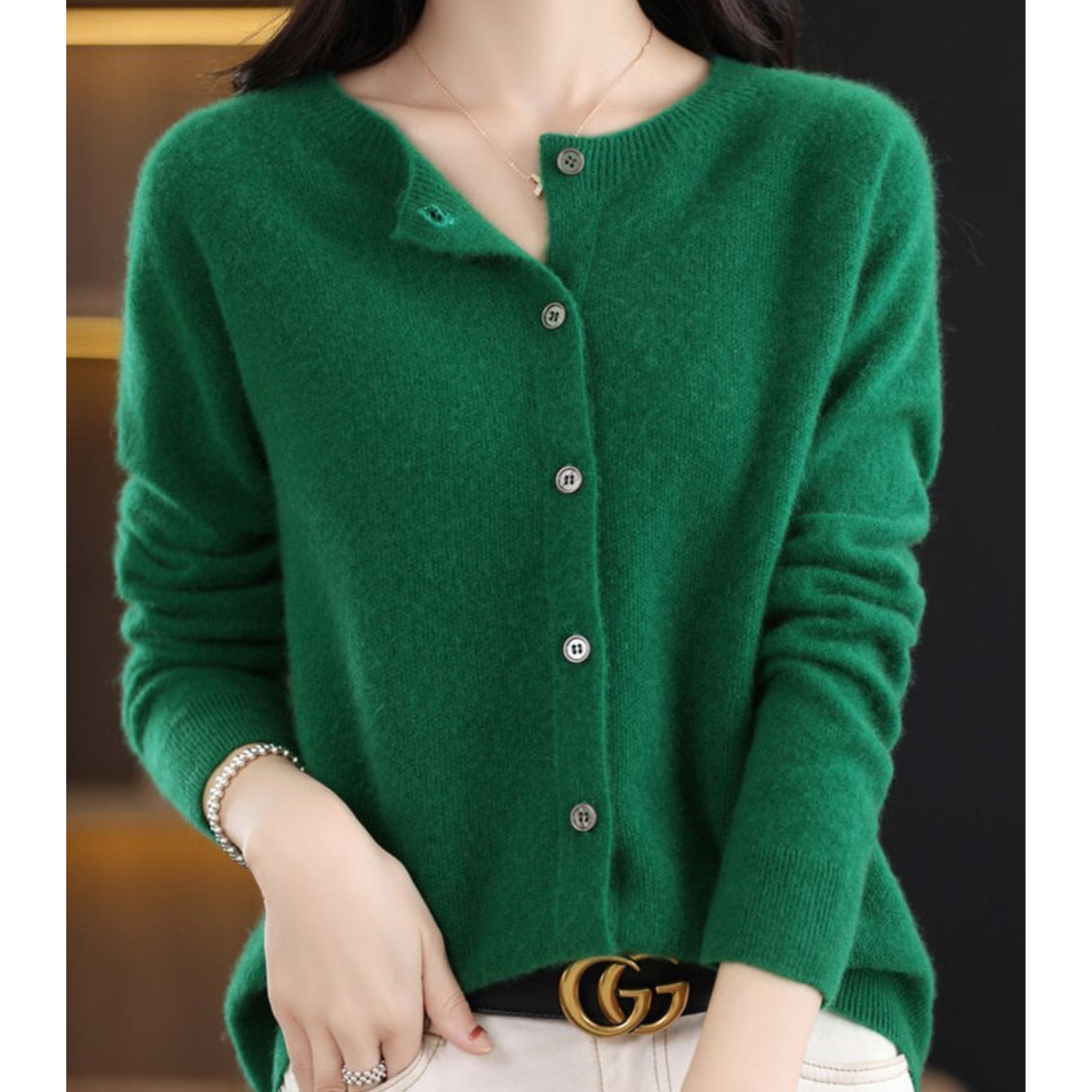 Women's Cardigan Pullover Round Neck Black Stylish Winter Essential 9