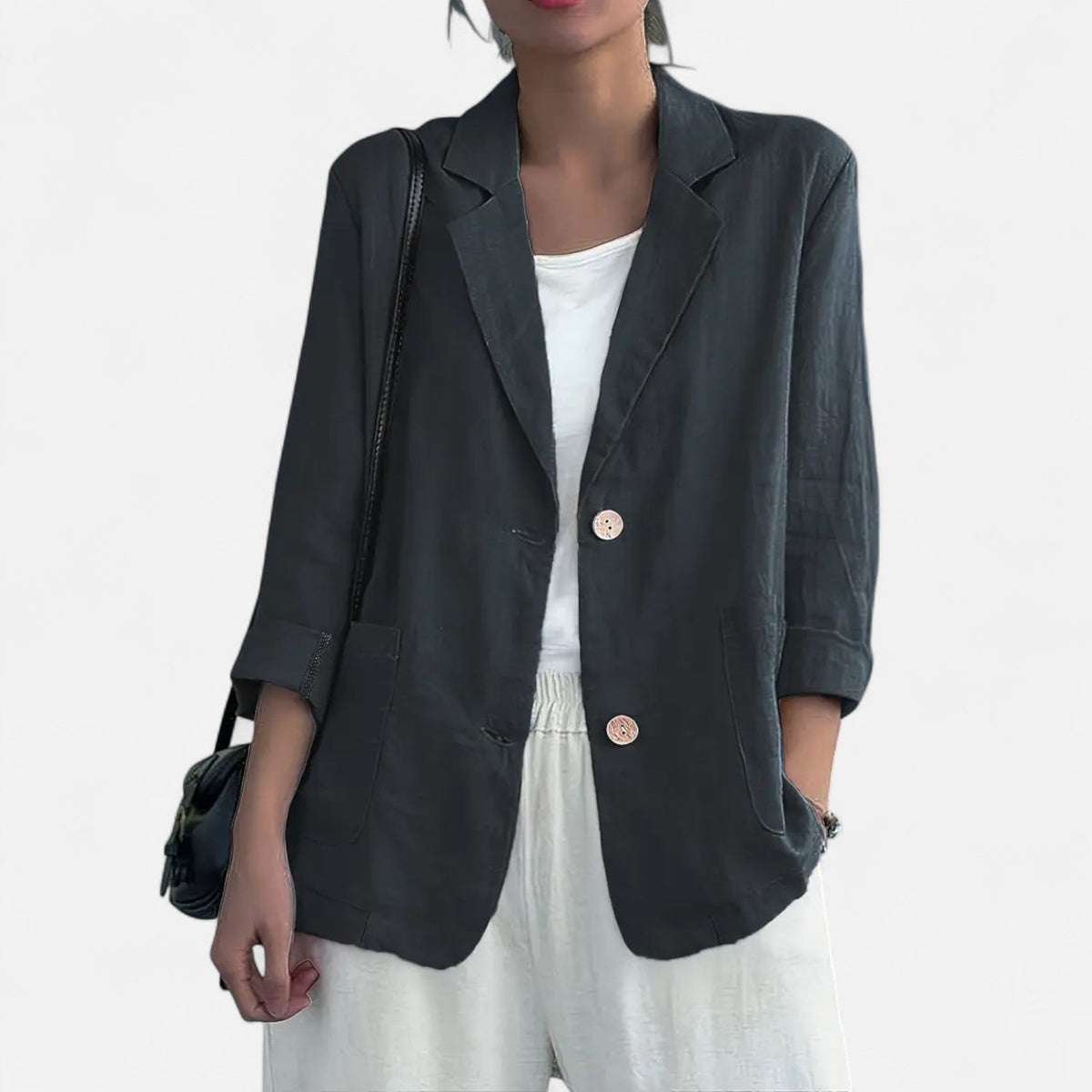 Women’s Casual Two-Button Commuter Jacket Elegant Versatile Style 10