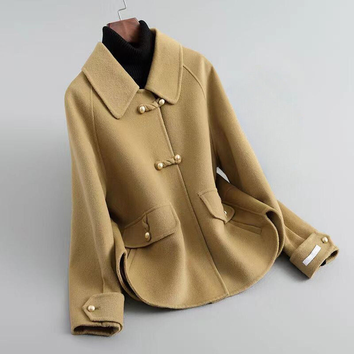 Women's Coat Pearl Knit Cotton-Poly Blend with Distinctive Collar 0