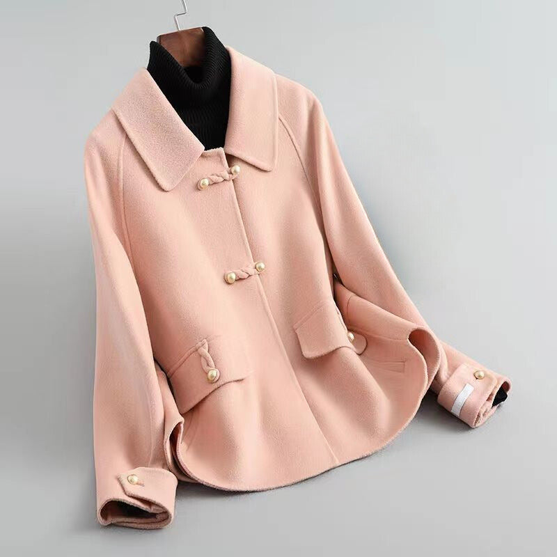 Women's Coat Pearl Knit Cotton-Poly Blend with Distinctive Collar 2