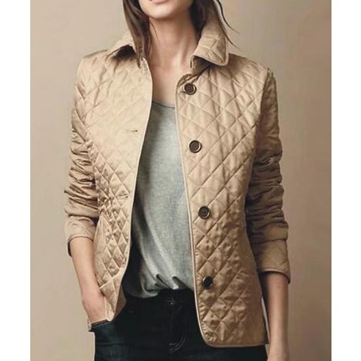 Women's Diamond Quilted Jacket Lightweight Casual Layering Piece 0