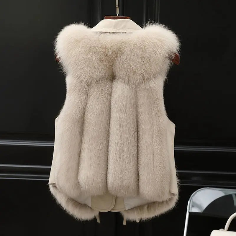 Women's Faux Fur Vest Oversized Lapel Winter Glam Layering 2
