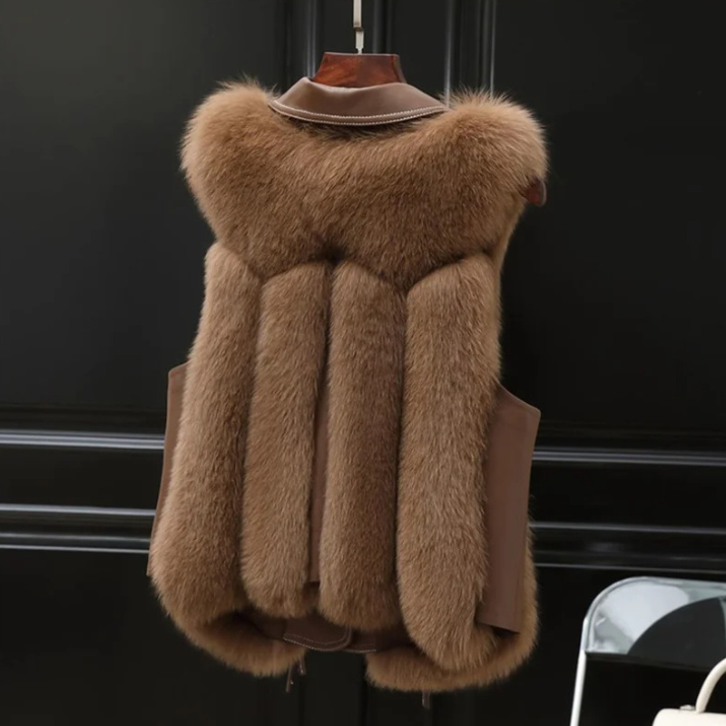 Women's Faux Fur Vest Oversized Lapel Winter Glam Layering 4