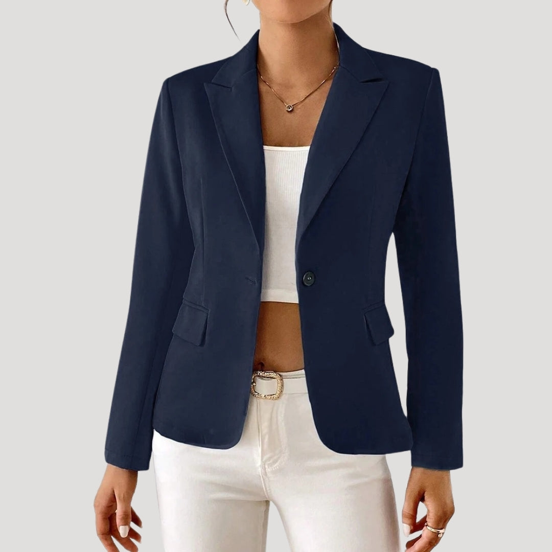 Women's Fitted Black Blazer Tailored Smart Casual Office Jacket 1
