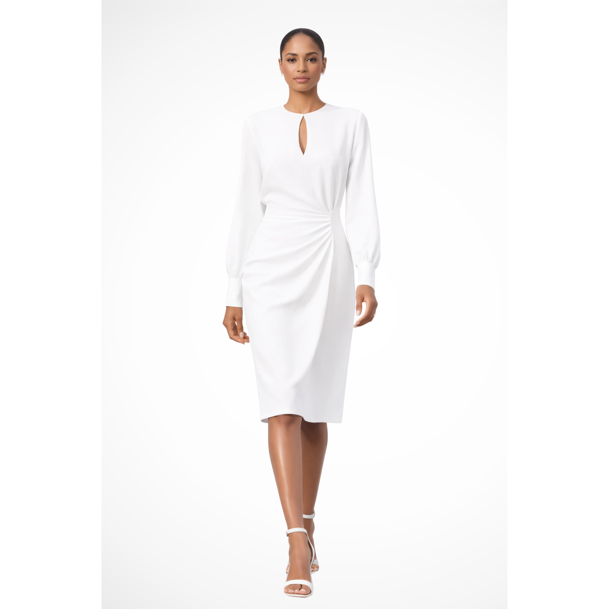 Women's Long Sleeve Formal Midi Dress Elegant Chic for Events 1