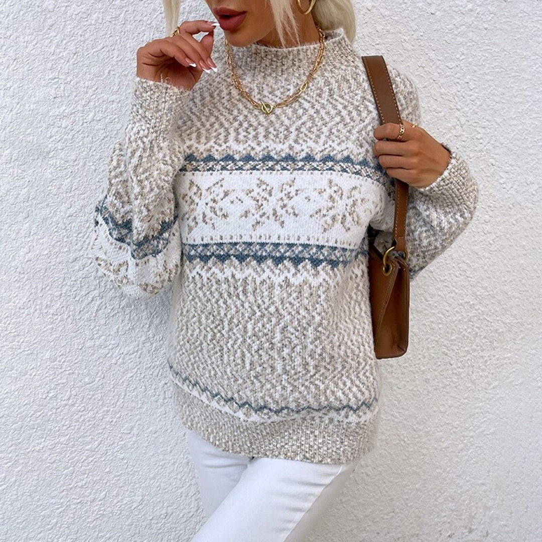 Women's Oversized Sweater Soft Texture Cozy Fit Snowflake Design 3