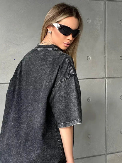 Women's Oversized T-Shirt - Soft Cotton Drop Shoulder Tee in Neutral Tones 3